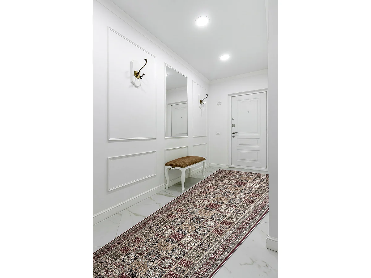 PASSATOIA gommata LOTUS CASSETTES 39980 Orientale beige / rosso lavabi 120x300 cm