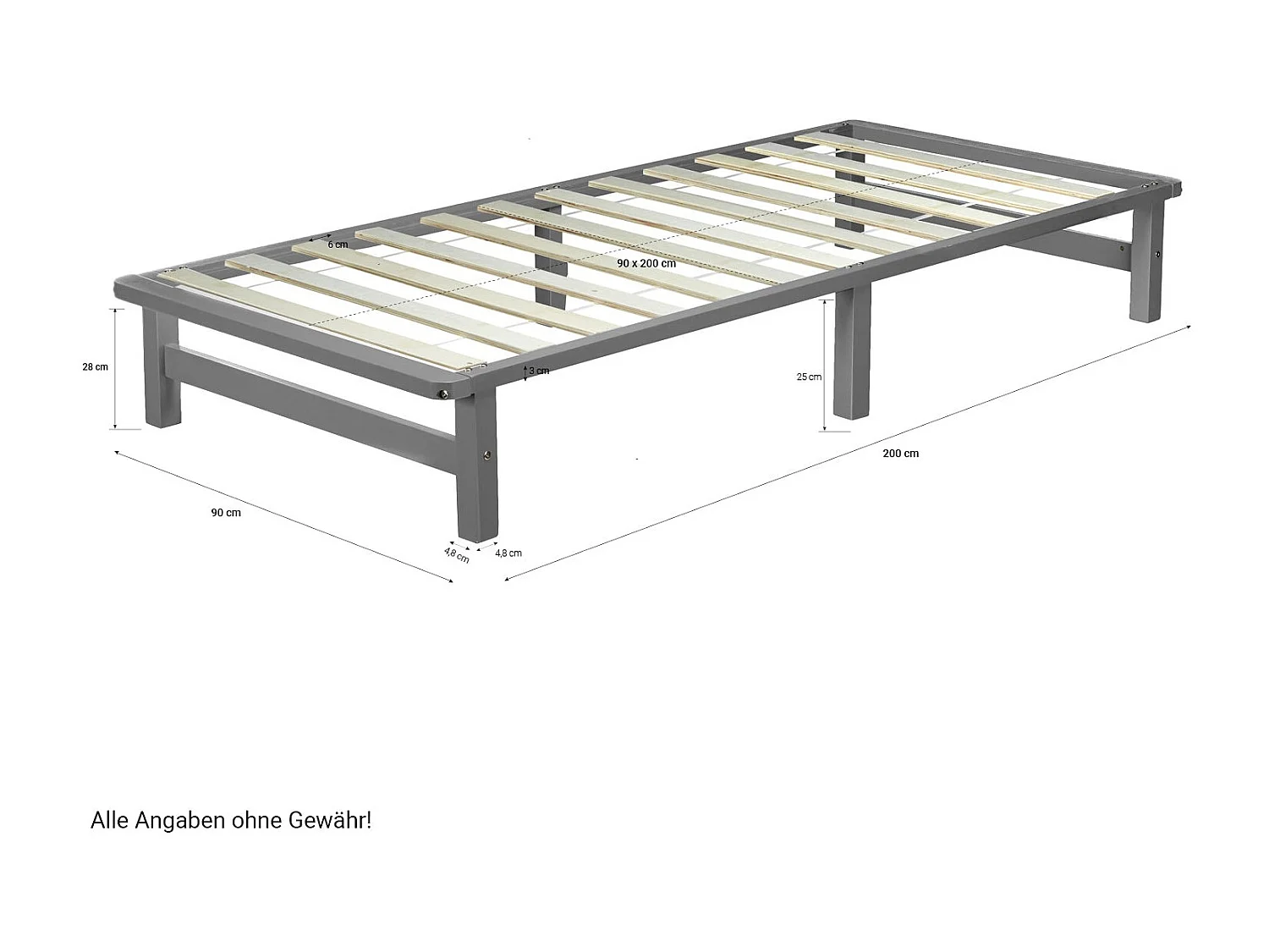 Lit palette avec sommier bois marron 200 x 90 x 28 cm LIT06223
