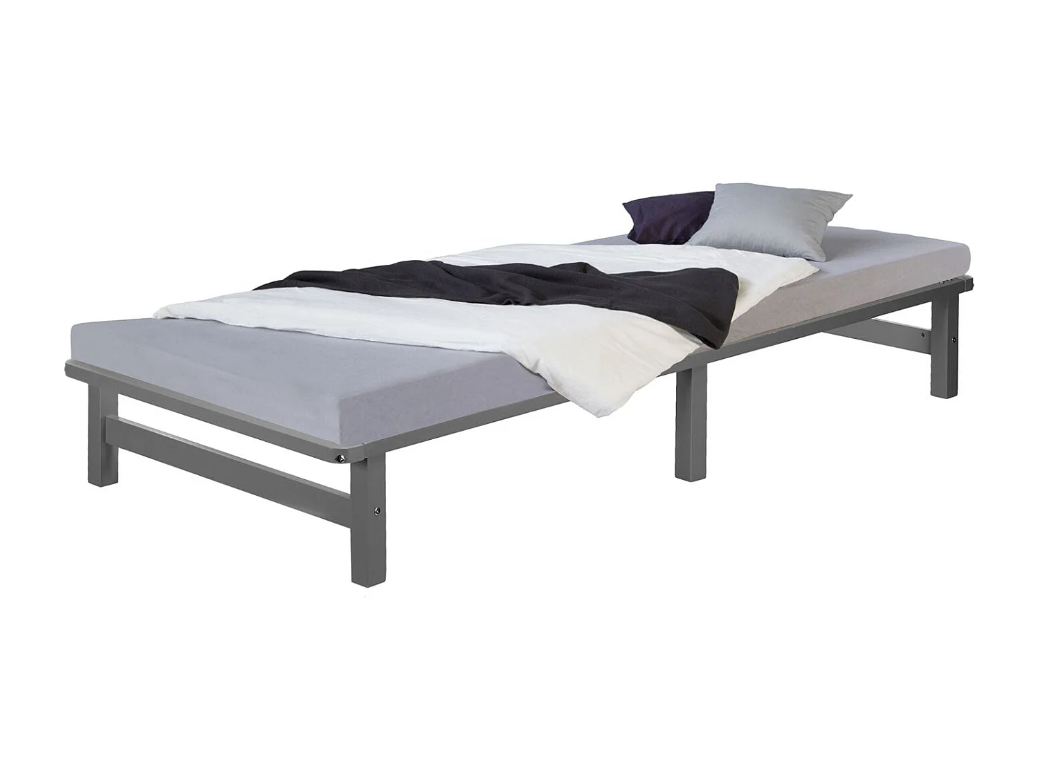 Lit palette avec sommier bois marron 200 x 90 x 28 cm LIT06223