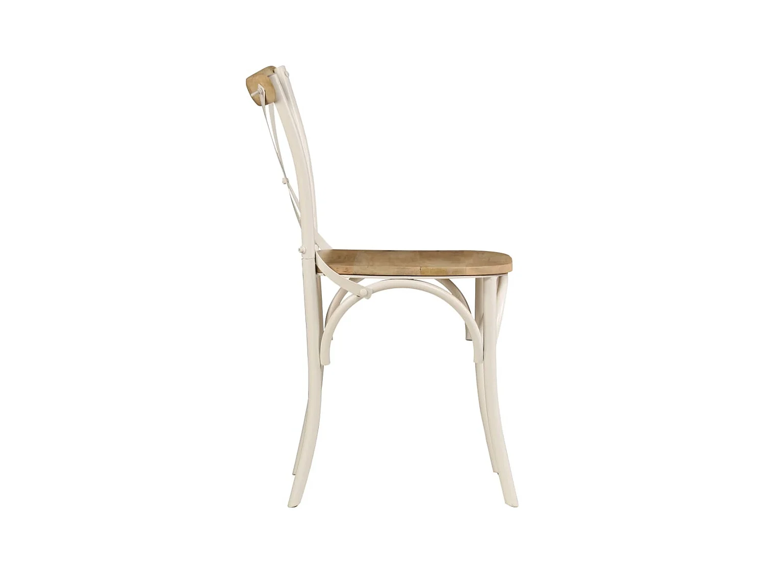 Lot de 6 chaises de salle à manger cuisine dossier en croix en bois de manguier massif cadre en acier blanc CDS022153