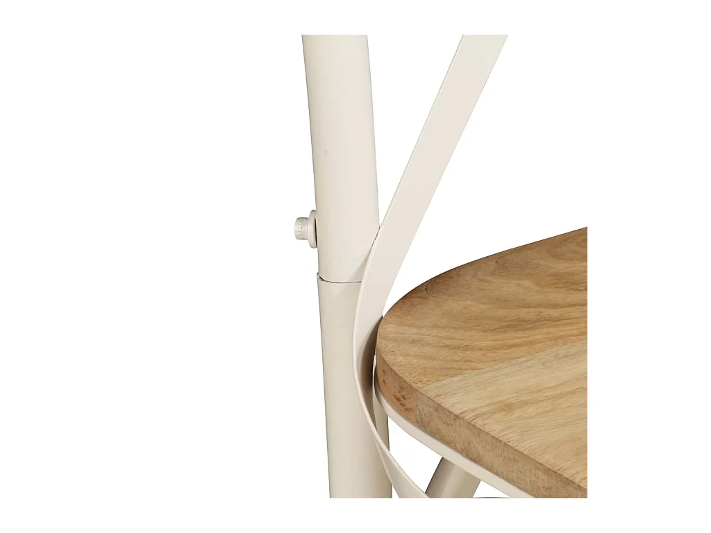Lot de 6 chaises de salle à manger cuisine dossier en croix en bois de manguier massif cadre en acier blanc CDS022153