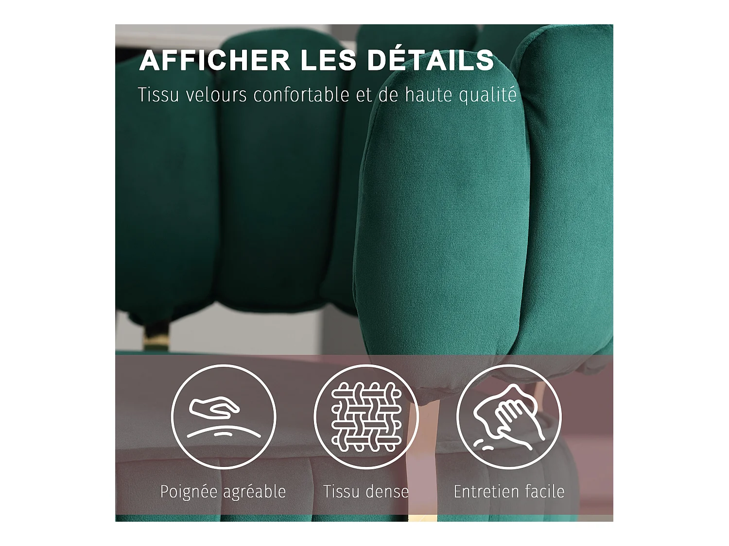 Lot de 4 chaises en velours vert - dossier avec motif pétale découpé - idéal pour salle à manger ou salon moderne