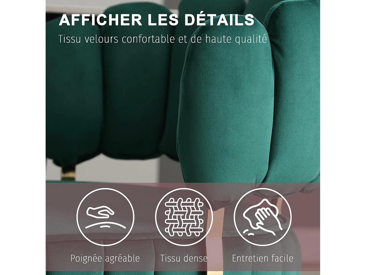 Lot de 2 chaises en velours vert - dossier avec motif pétale découpé - idéal pour salle à manger ou salon moderne
