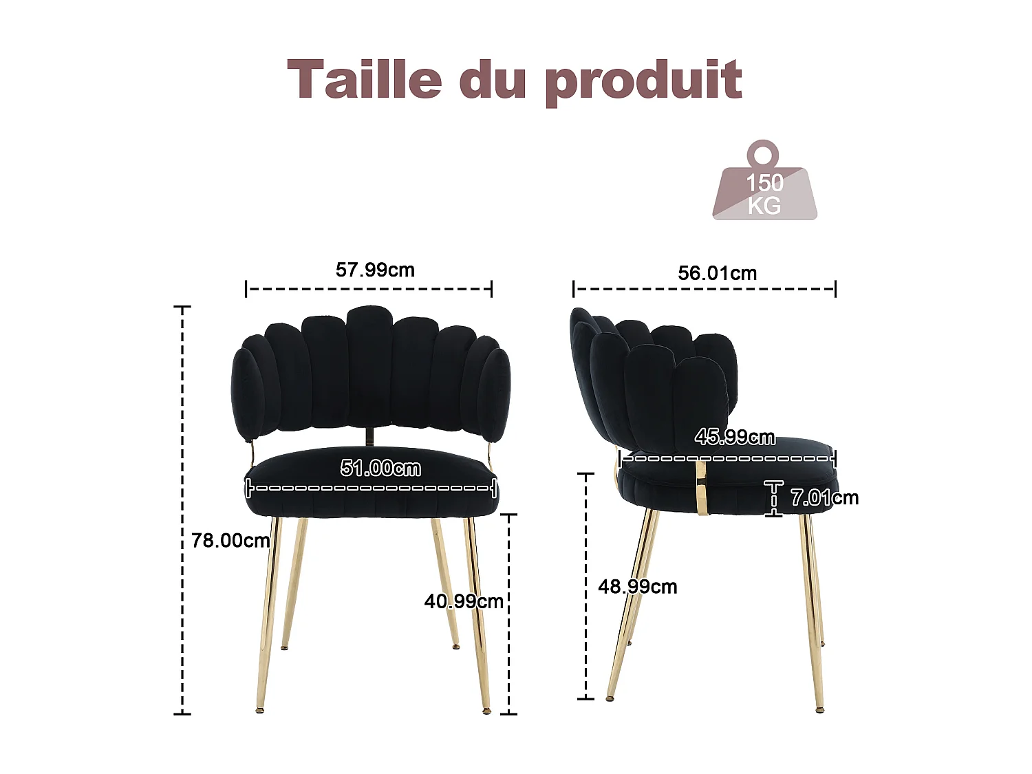 Set van 4 fluwelen stoelen - rugleuning met uitgesneden bloemblaadjespatroon - ideaal voor moderne eetkamer of woonkamer