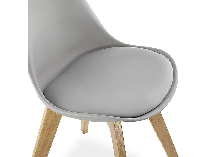 Lot de 2 chaises scandinaves TEKI chêne massif et simili cuir gris