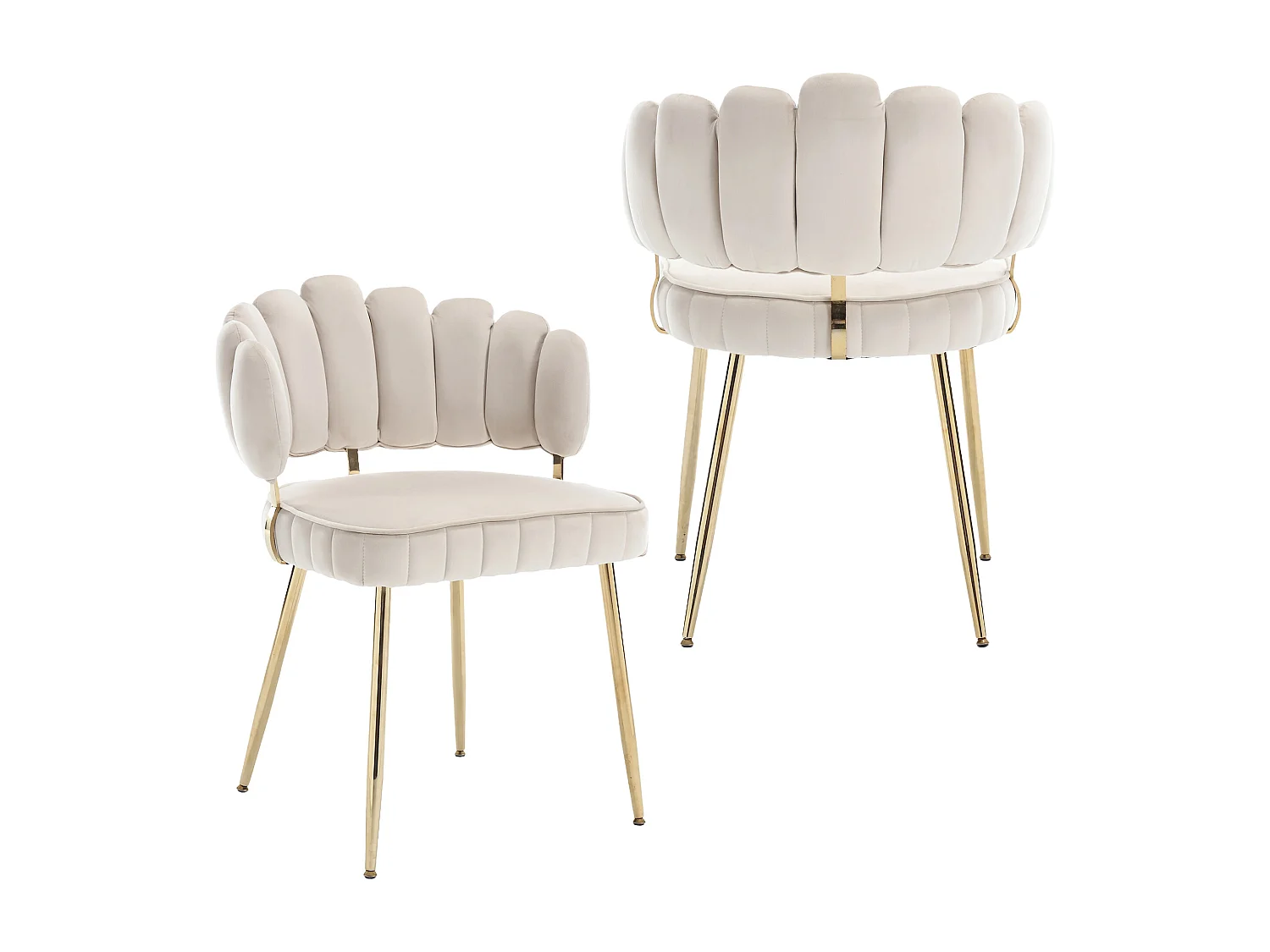 Set van 2 fluwelen stoelen - rugleuning met uitgesneden bloemblaadjespatroon - ideaal voor eetkamer of moderne woonkamer