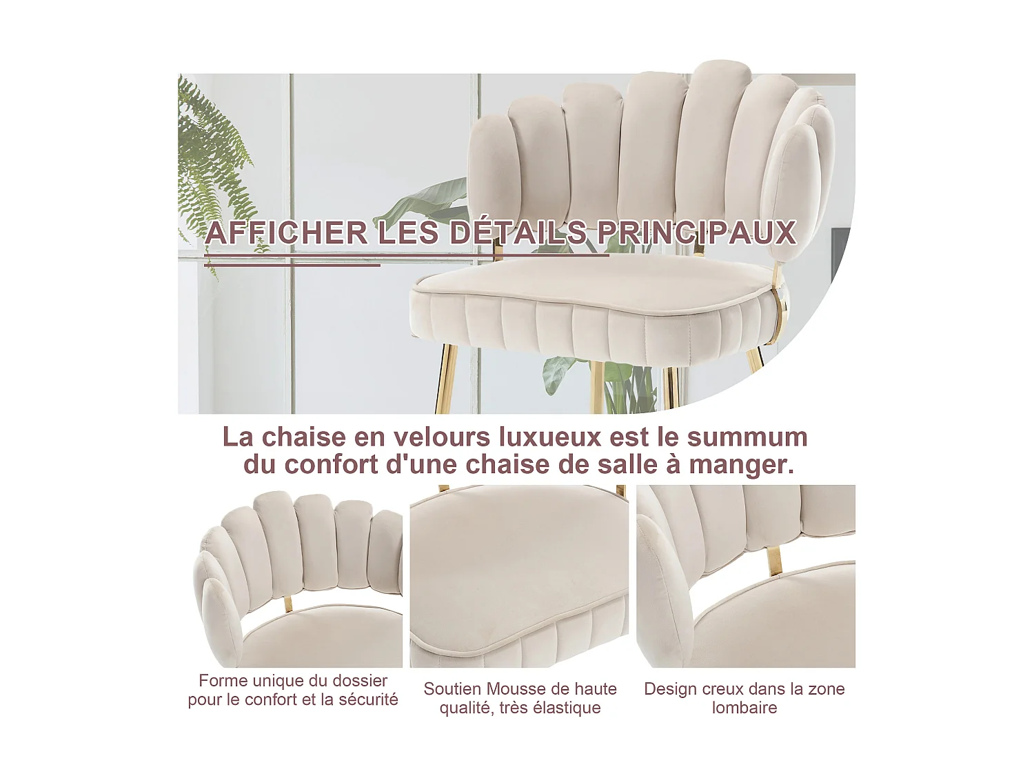 Set van 2 fluwelen stoelen - rugleuning met uitgesneden bloemblaadjespatroon - ideaal voor eetkamer of moderne woonkamer