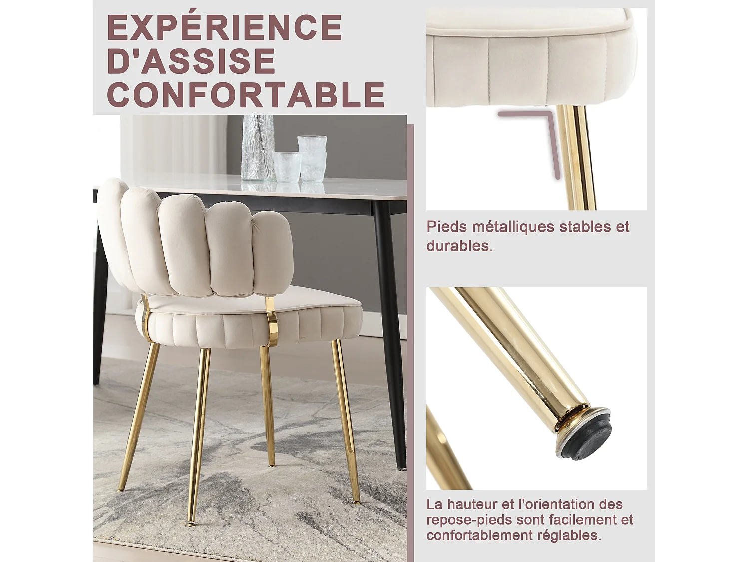 Set van 2 fluwelen stoelen - rugleuning met uitgesneden bloemblaadjespatroon - ideaal voor eetkamer of moderne woonkamer