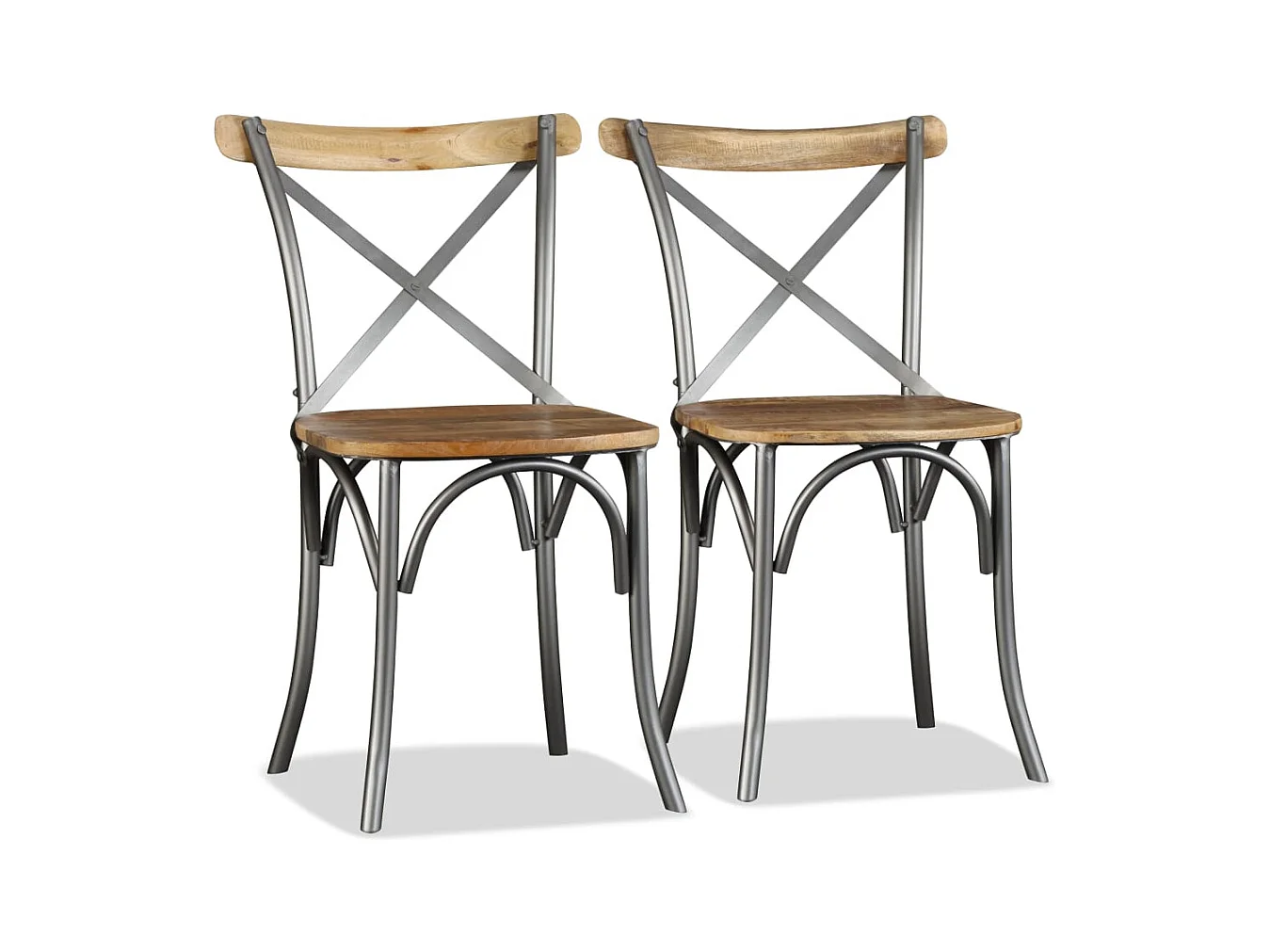Lot de 2 chaises de salle à manger cuisine bois de manguier design industriel CDS020288