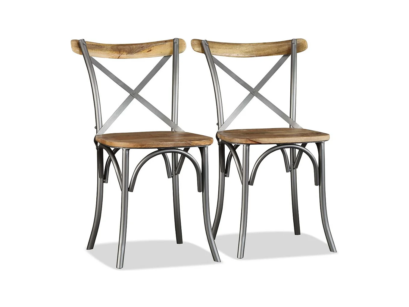 Lot de 4 chaises de salle à manger cuisine design industriel bois de manguier massif et acier CDS021180