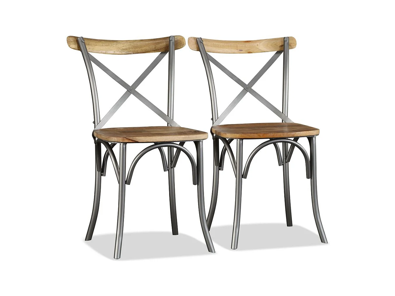 Lot de 4 chaises de salle à manger cuisine design industriel bois de manguier massif et acier CDS021180