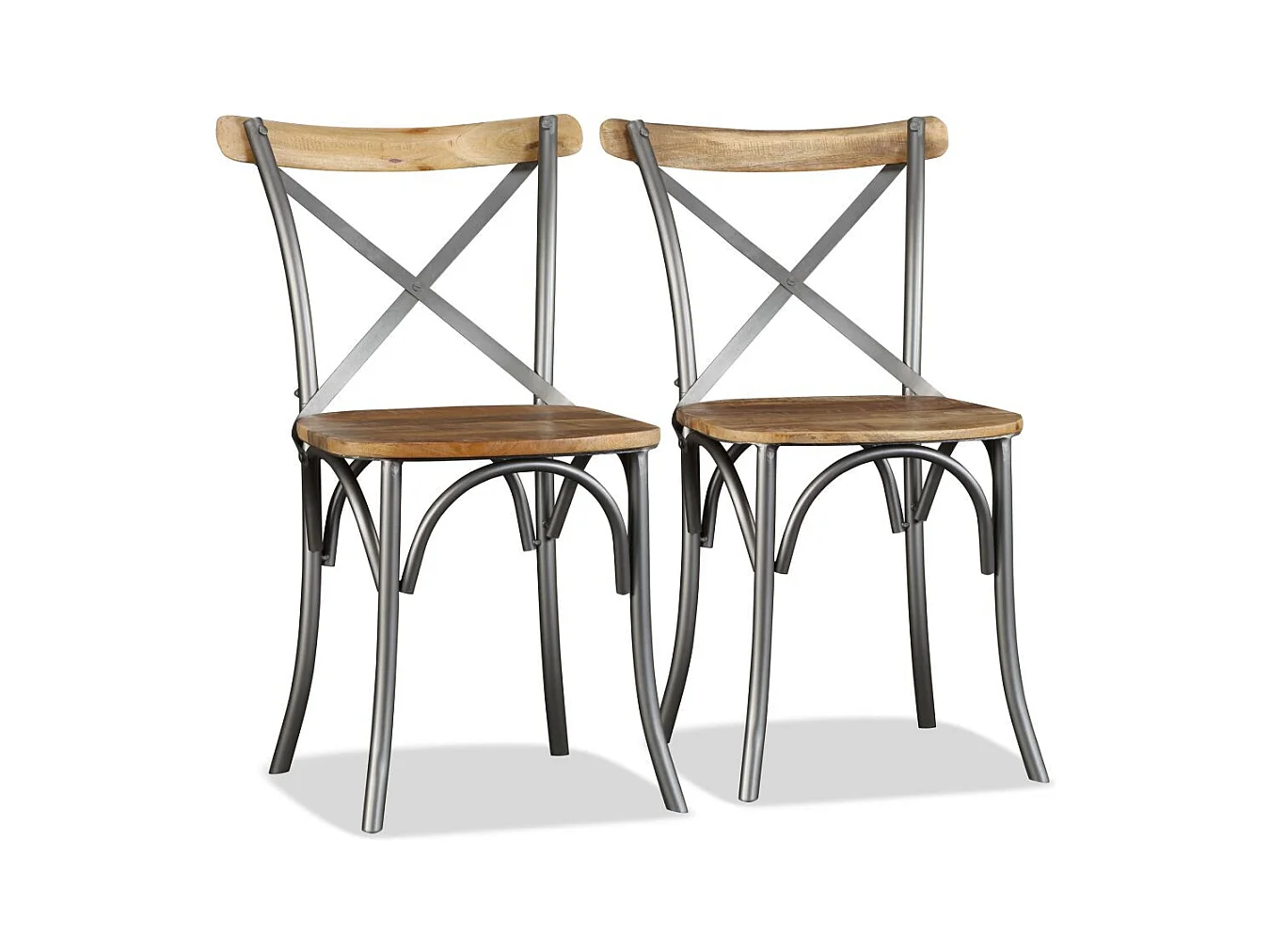 Lot de 4 chaises de salle à manger cuisine design industriel bois de manguier massif et acier CDS021180