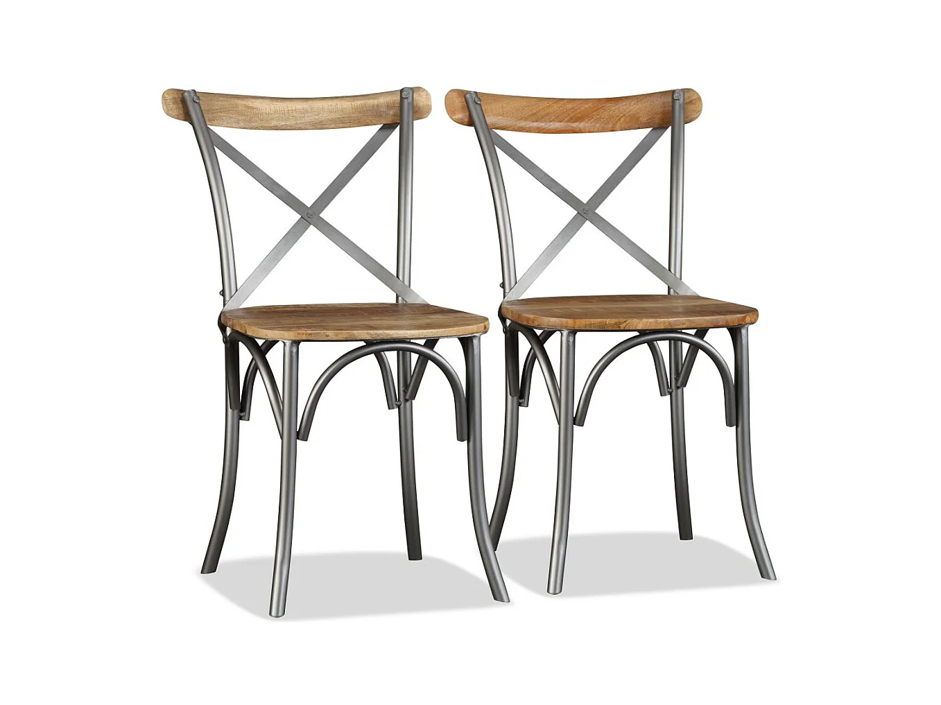 Lot de 4 chaises de salle à manger cuisine design industriel bois de manguier massif et acier CDS021180