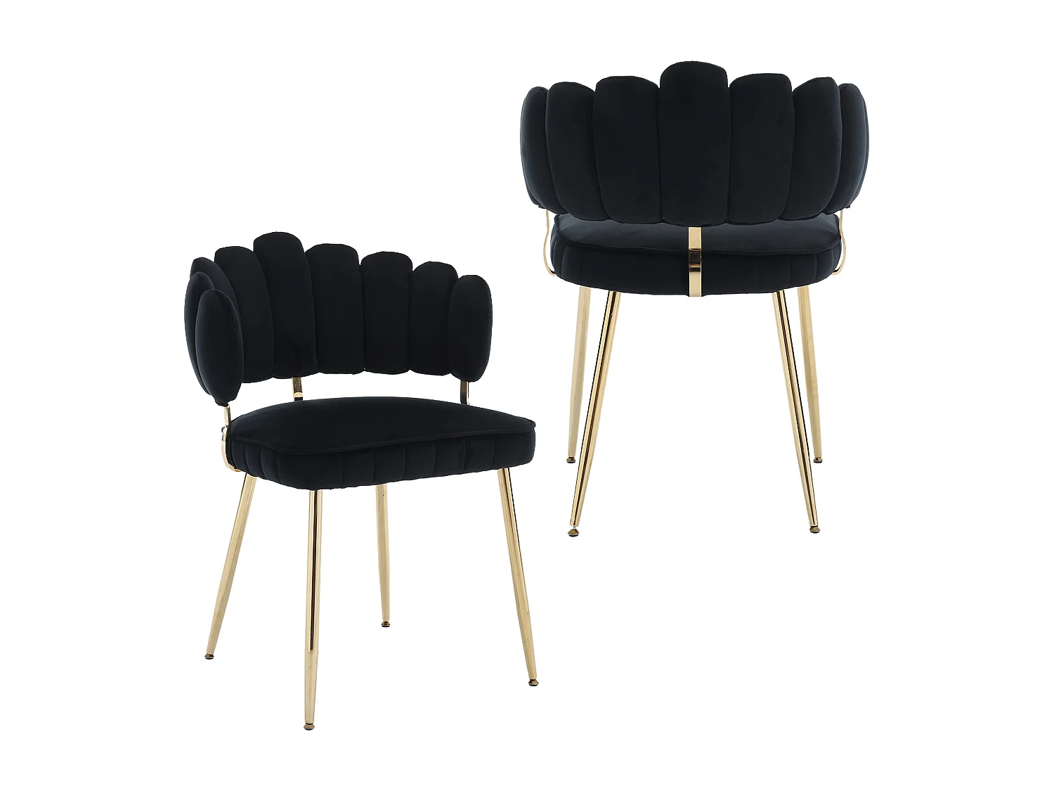 Set van 2 fluwelen stoelen - rugleuning met uitgesneden bloemblaadjespatroon - ideaal voor eetkamer of moderne woonkamer