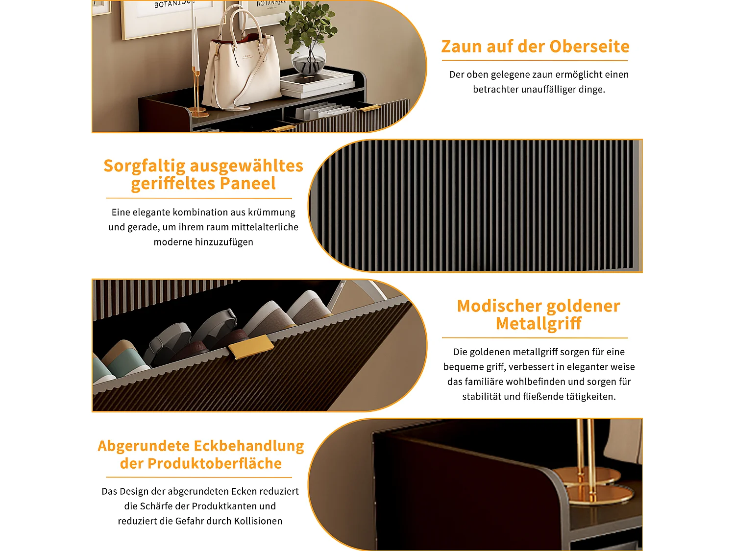 Zwarte schoenenkast met 2 lades en 2 klapdeuren, modern design, multifunctionele opbergruimte, hout & metaal, eenvoudig te monteren