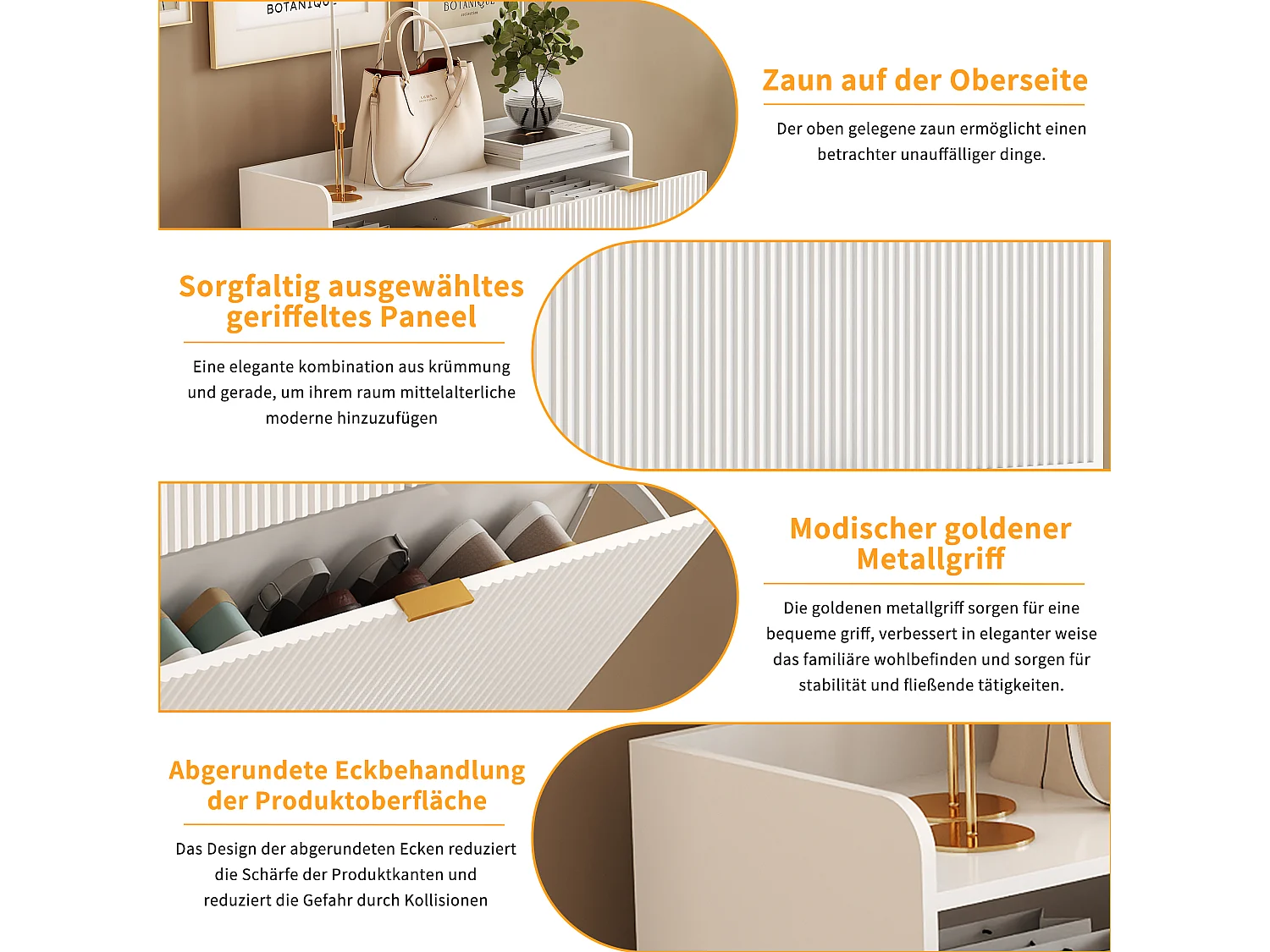 Meuble à chaussures blanc avec 2 tiroirs et 2 abattants, design moderne, rangement multifonction, bois & métal, facile à assembler