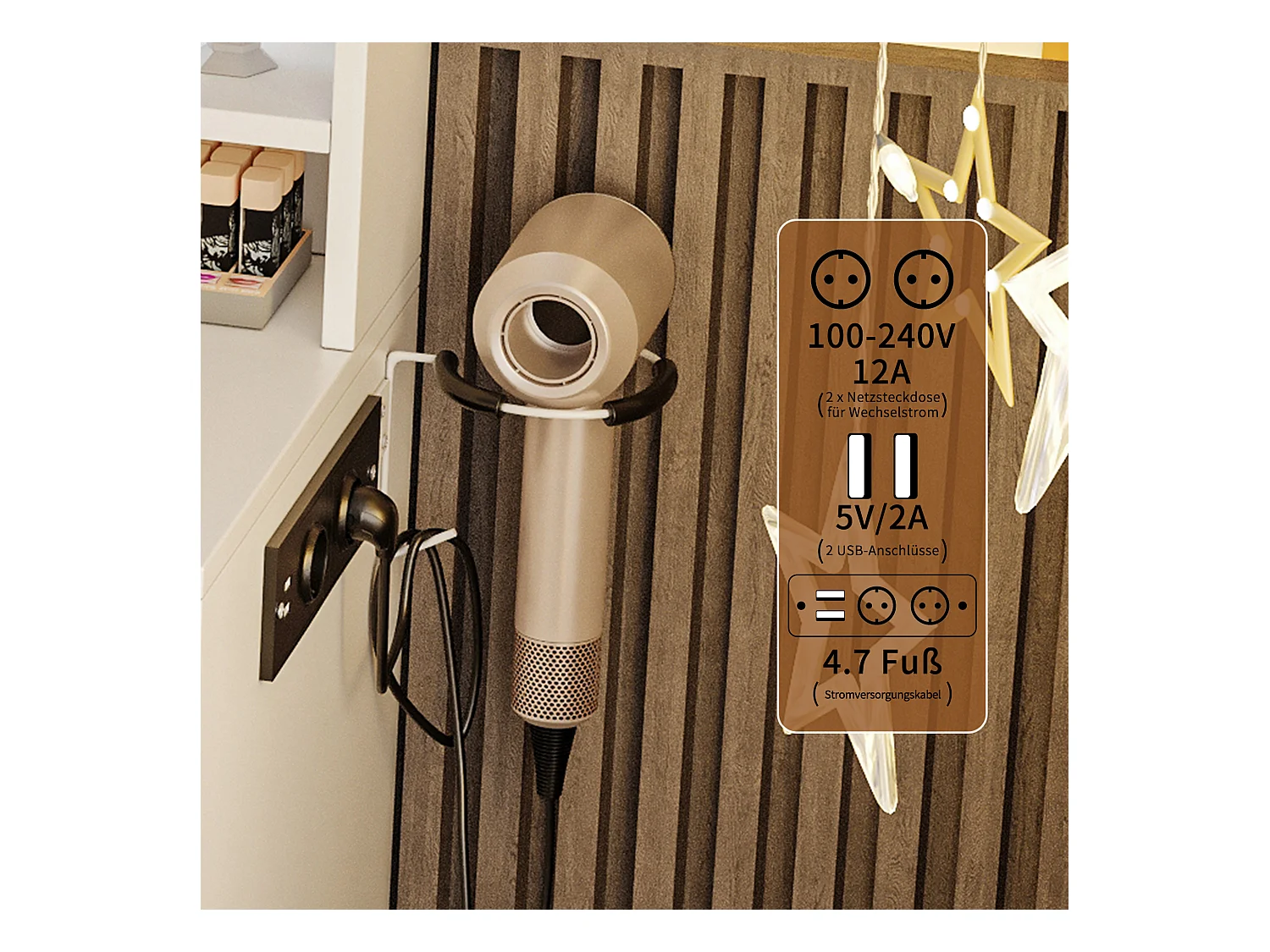 Witte multifunctionele kaptafel met USB-aansluiting en LED, spiegel, kruk, 4 lades, 3 compartimenten en standaard, moderne ladekast