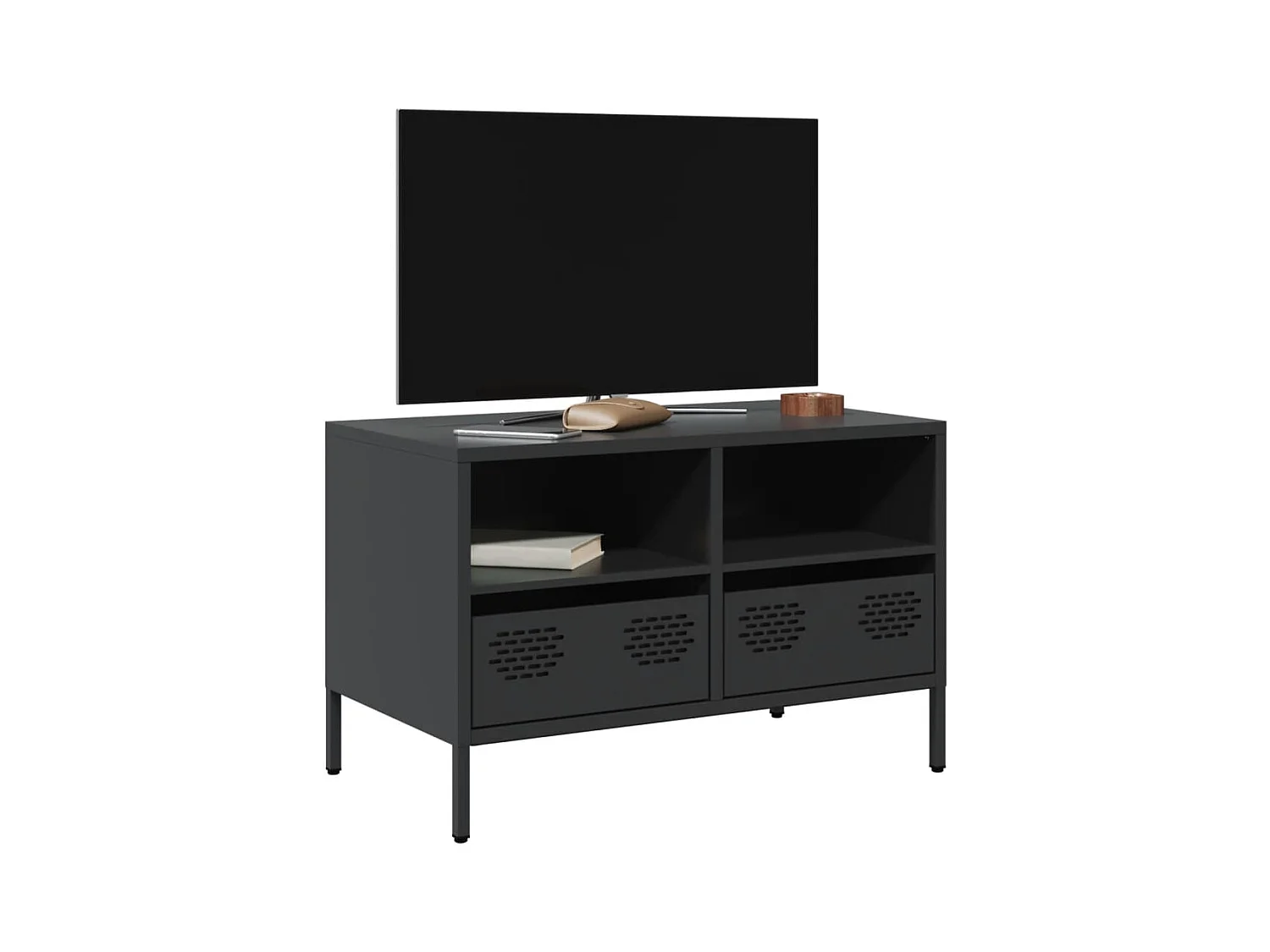 Meuble TV noir 68x39x43,5 cm acier laminé à froid