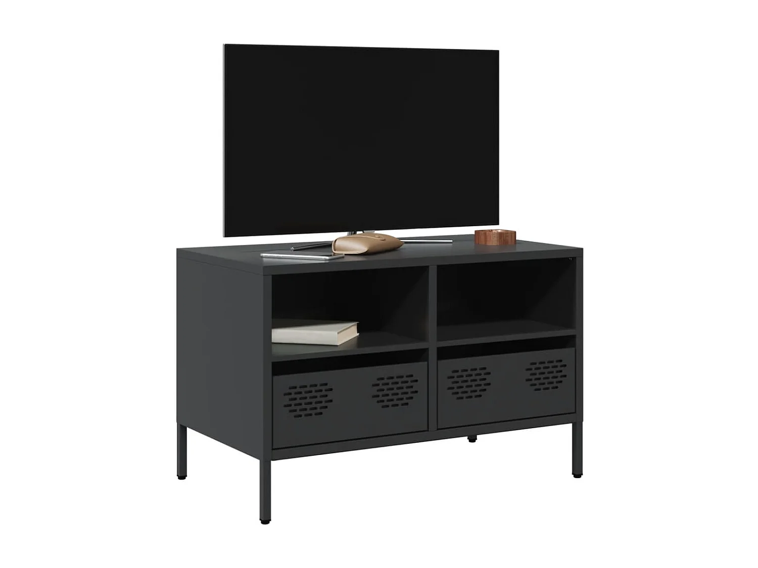 Móvel de TV 68x39x43,5 cm aço laminado a frio preto