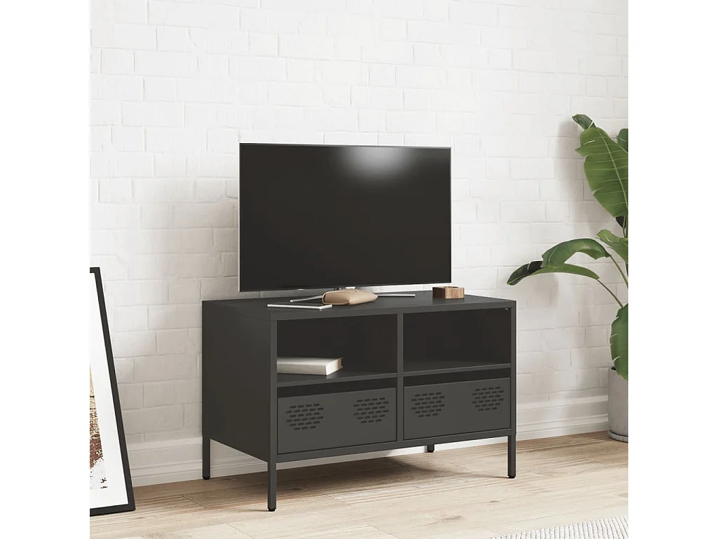 Móvel de TV 68x39x43,5 cm aço laminado a frio preto
