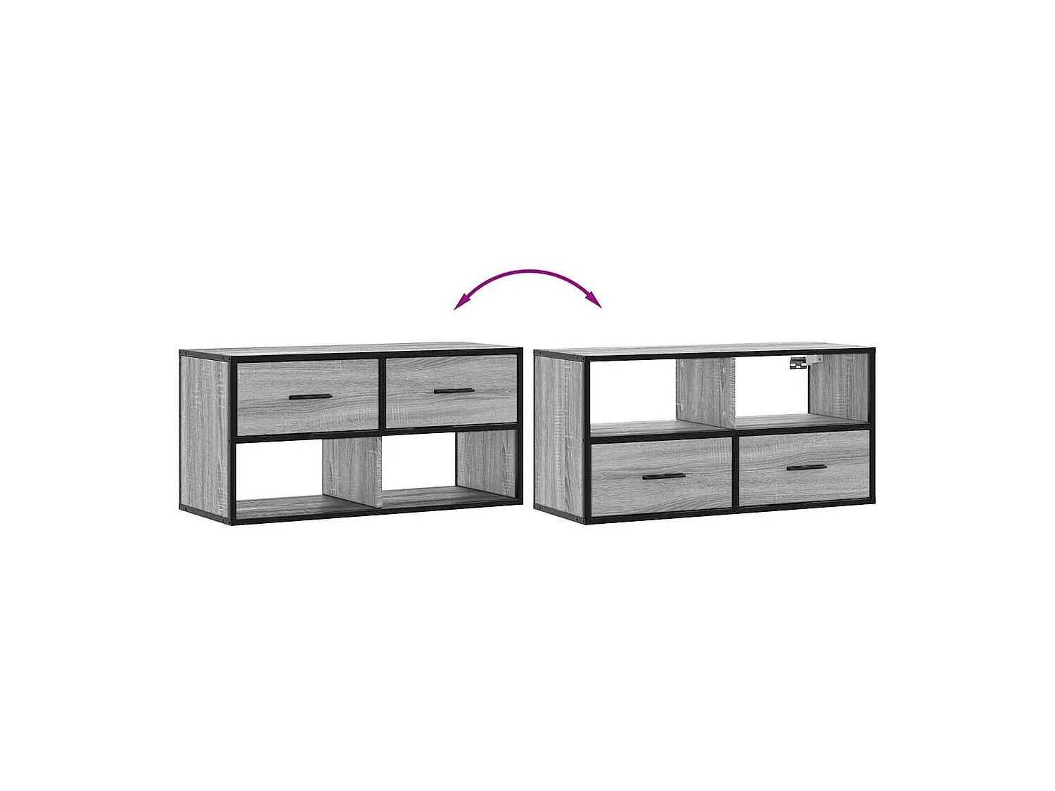 Meuble TV sonoma gris 80x31x39,5 cm bois d'ingénierie et métal