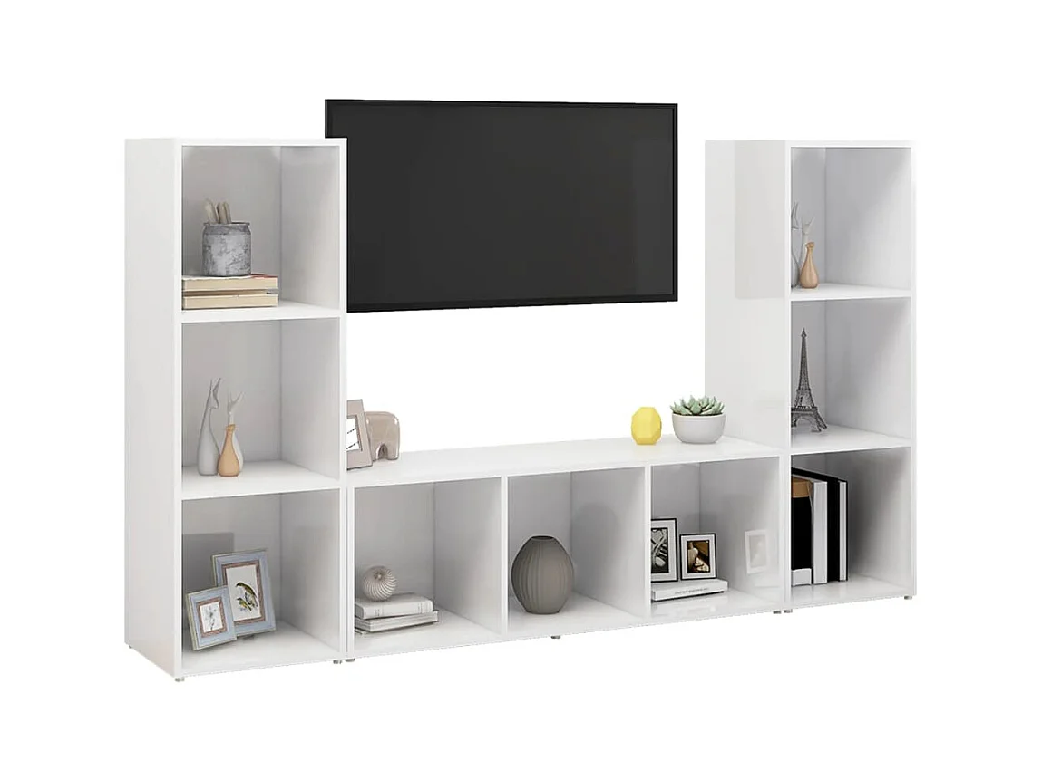 Móveis de TV 3 peças 107x35x37 cm contraplacado branco