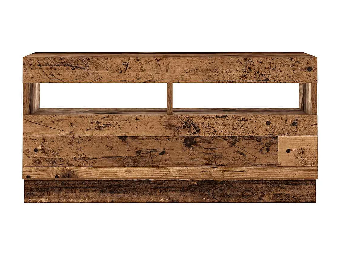 Meuble TV avec lumières LED vieux bois bois d'ingénierie