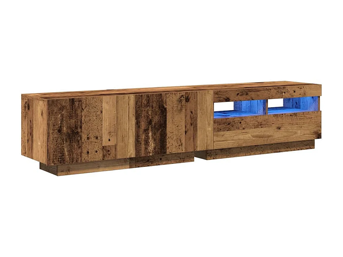 Meuble TV avec lumières LED vieux bois bois d'ingénierie