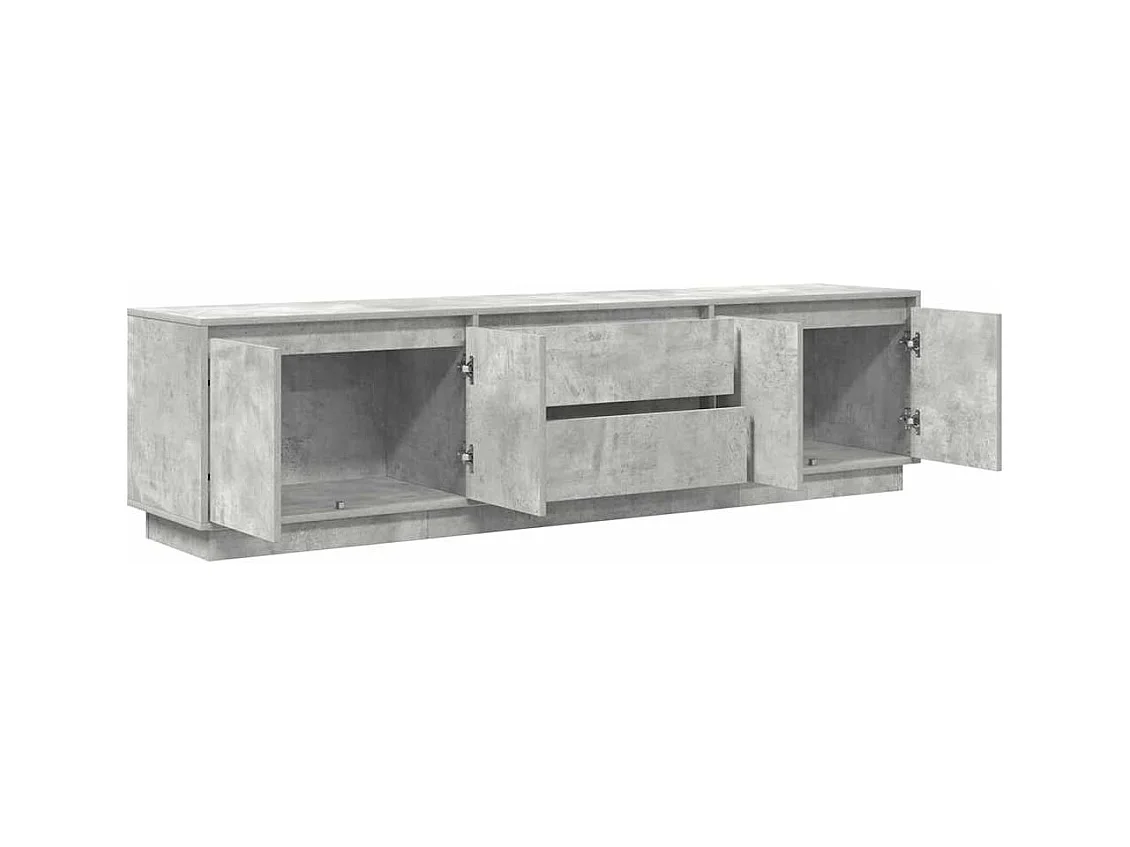 Meuble TV avec lumières LED gris béton 193,5x41x50 cm