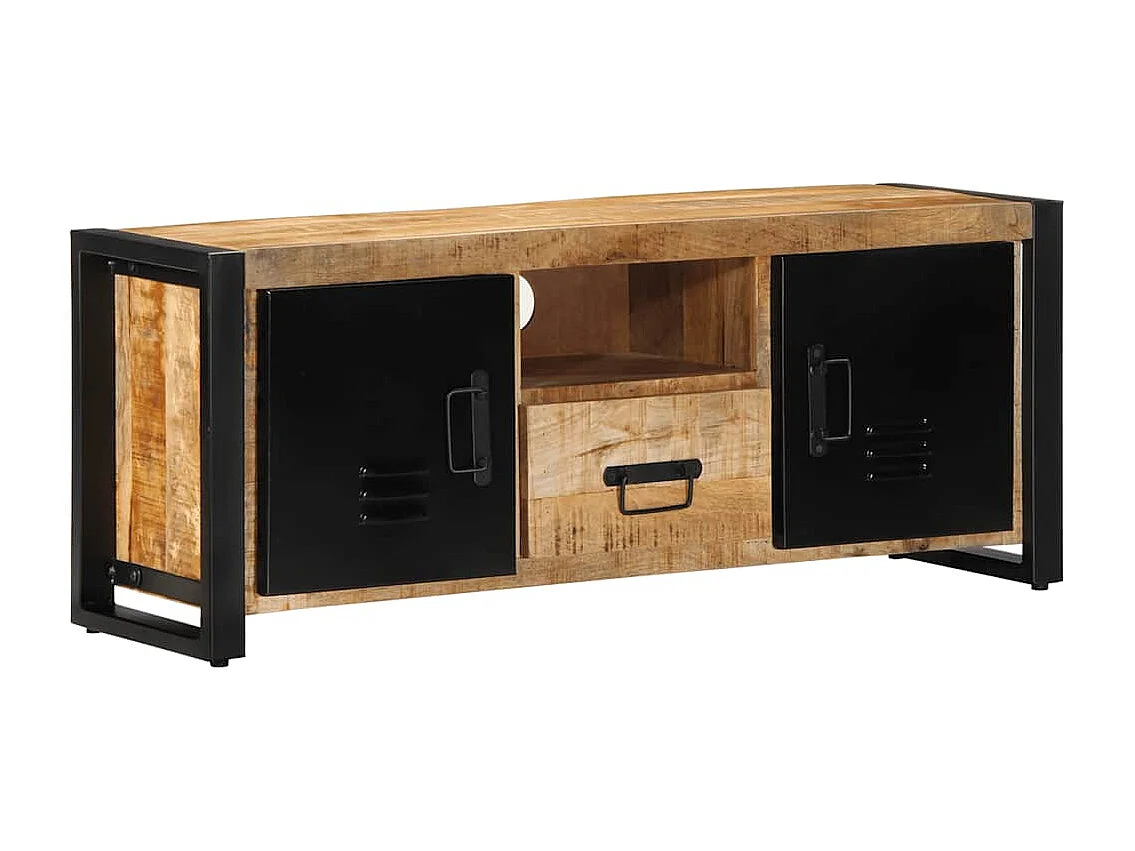 Meuble TV 100x30x40 cm bois massif de manguier brut