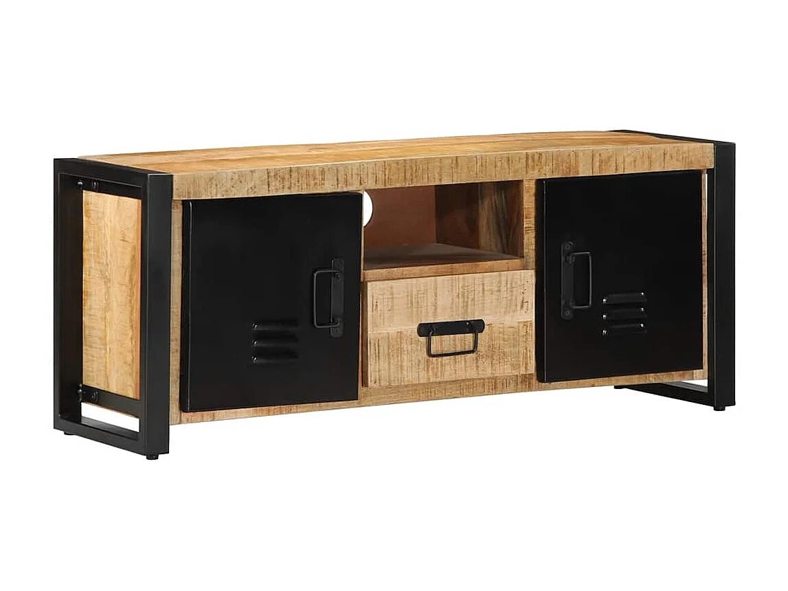 Meuble TV 100x30x40 cm bois massif de manguier brut