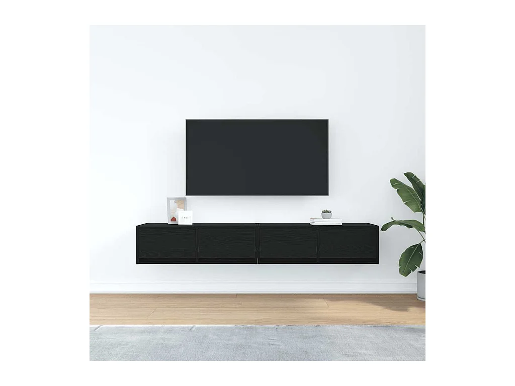 Meuble TV 2 pièces chêne noir 80x31x25,5 cm bois d'ingénierie