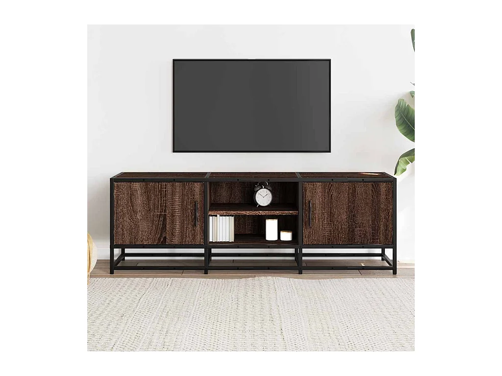 Meuble TV chêne marron 120x35x41 cm bois d'ingénierie et métal