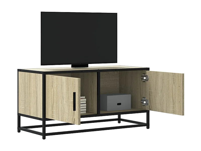 Meuble TV chêne sonoma 80x34,5x40 cm bois d'ingénierie et métal
