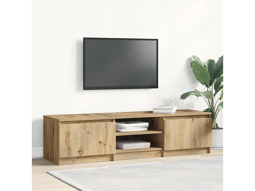 Meuble TV chêne artisanal 140x40x36 cm bois d'ingénierie