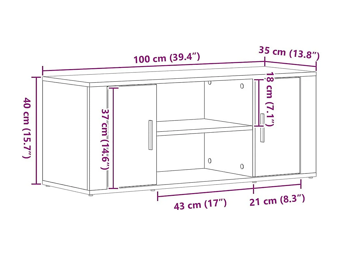 Meuble TV Chêne noir 100 x 35 x 40 cm Bois d'ingénierie