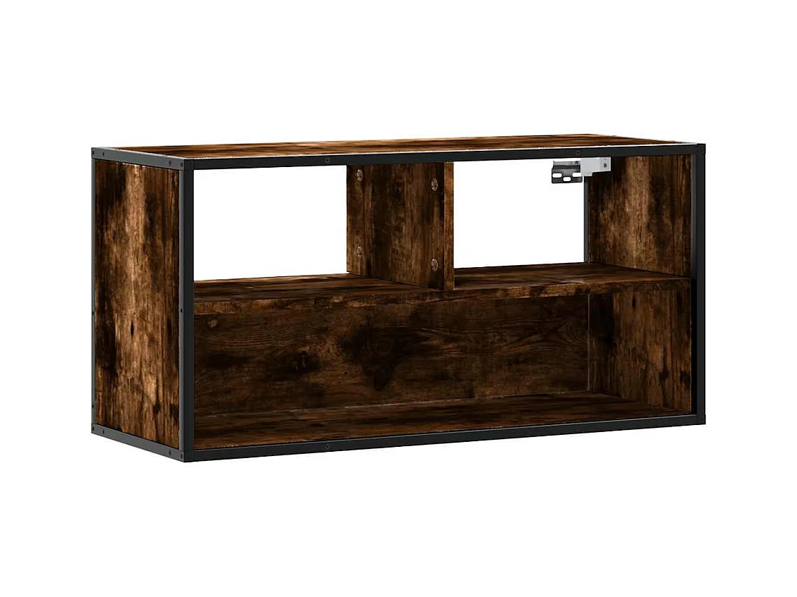 Meuble TV chêne fumé 80x31x39,5 cm bois d'ingénierie et métal