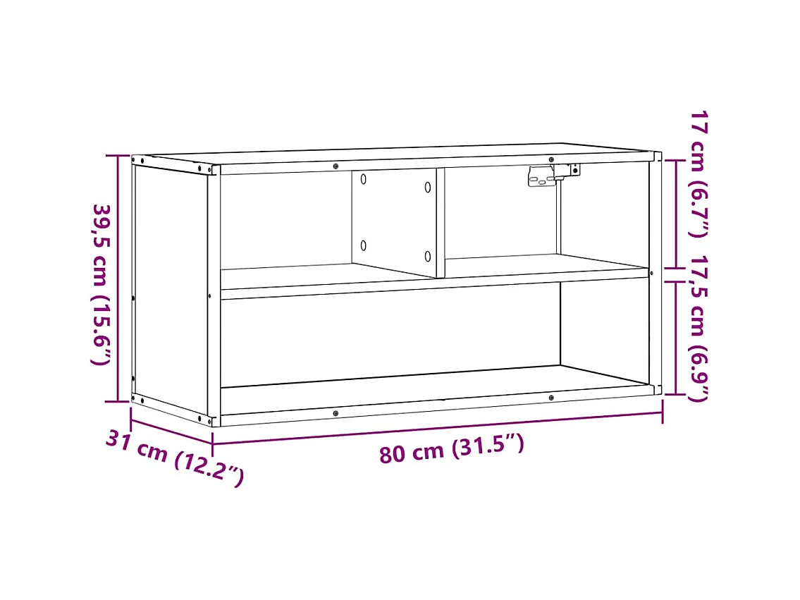 Meuble TV chêne fumé 80x31x39,5 cm bois d'ingénierie et métal