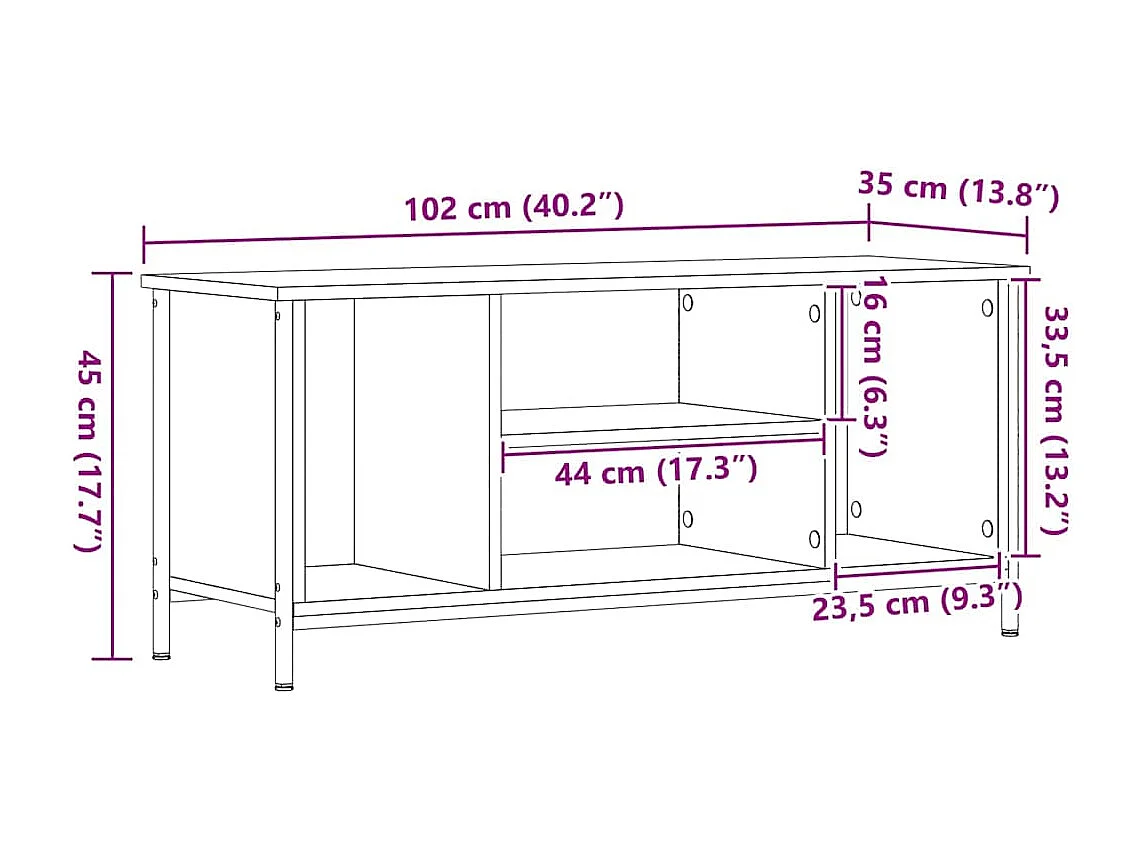 Meuble TV chêne artisanal 102 x 35 x 45 cm Bois d'ingénierie