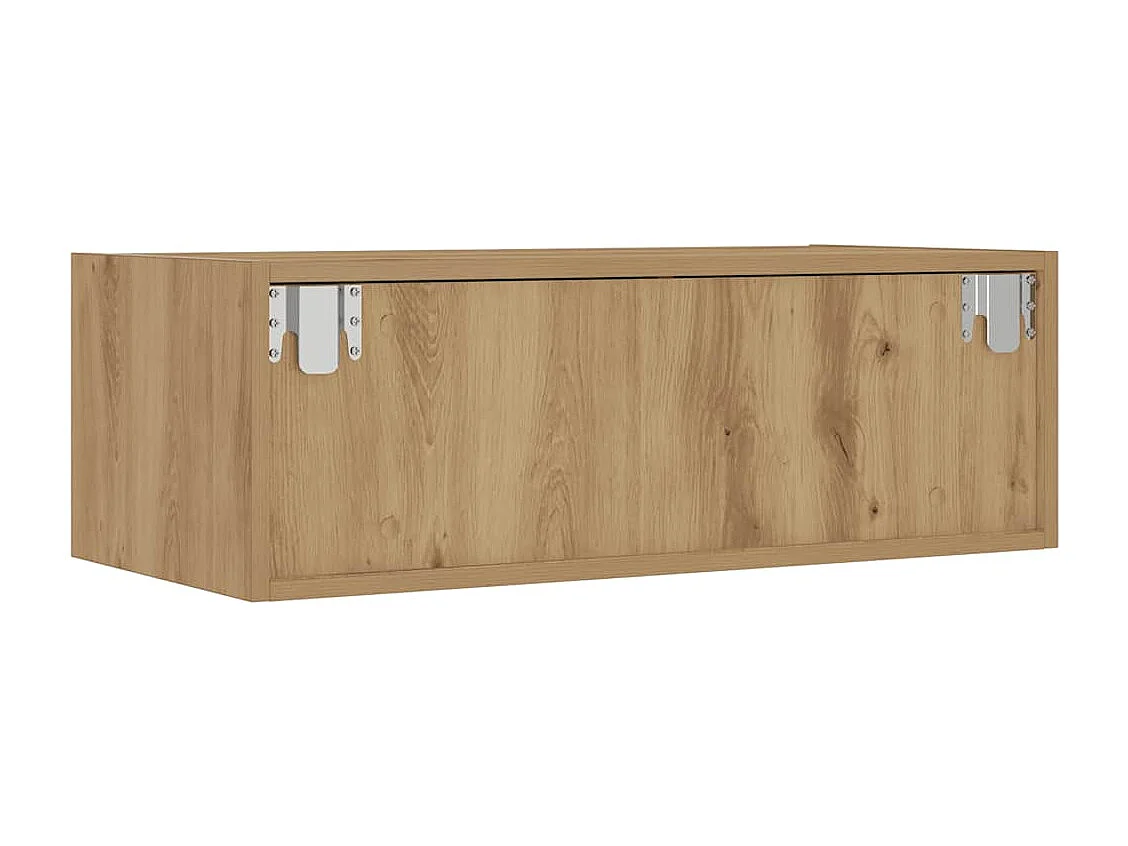 Meuble TV avec lumières LED chêne artisanal 75x35,5x25 cm