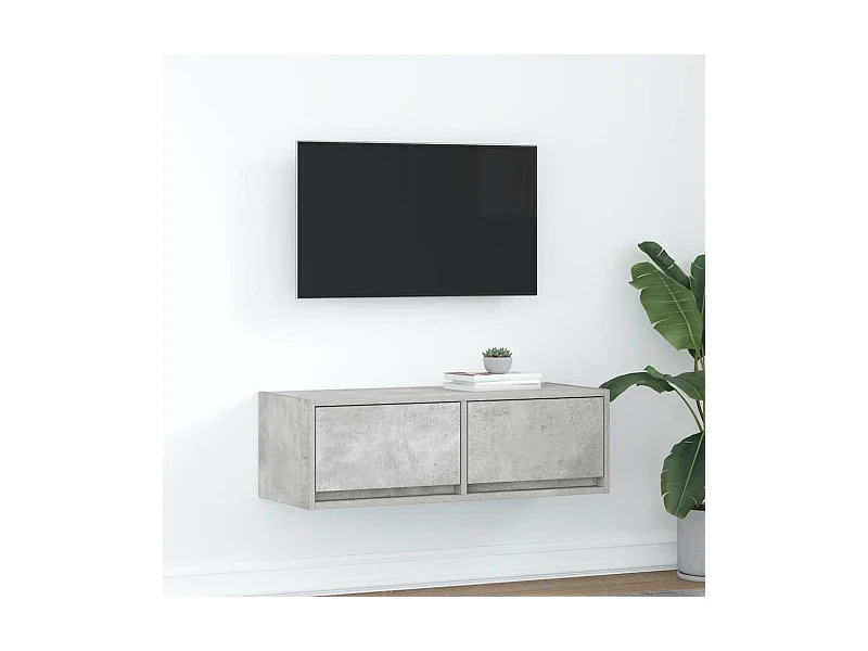 Mueble de TV de madera de ingeniería gris hormigón 80x31x25,5cm