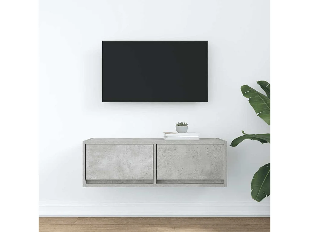 Meuble TV gris béton 80x31x25,5 cm bois d'ingénierie