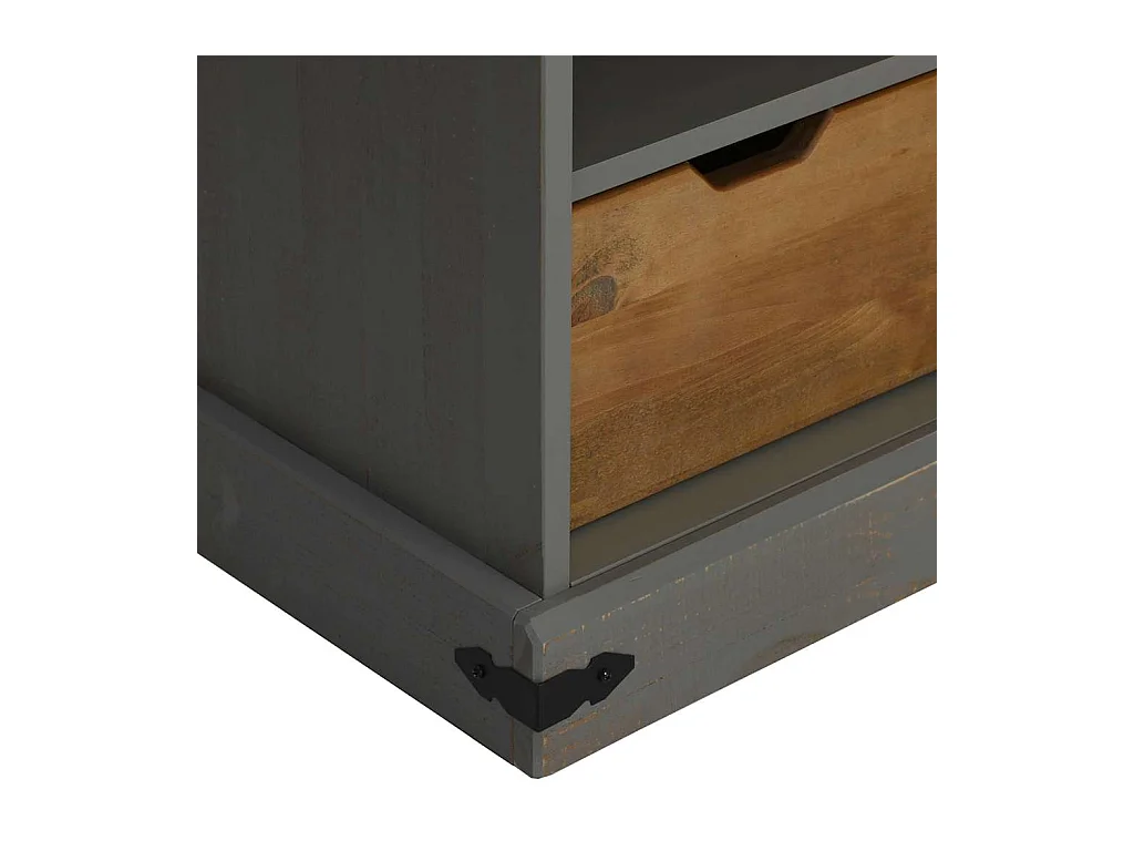 Meuble TV HALDEN porte coulissante gris 110x40x60cm bois massif