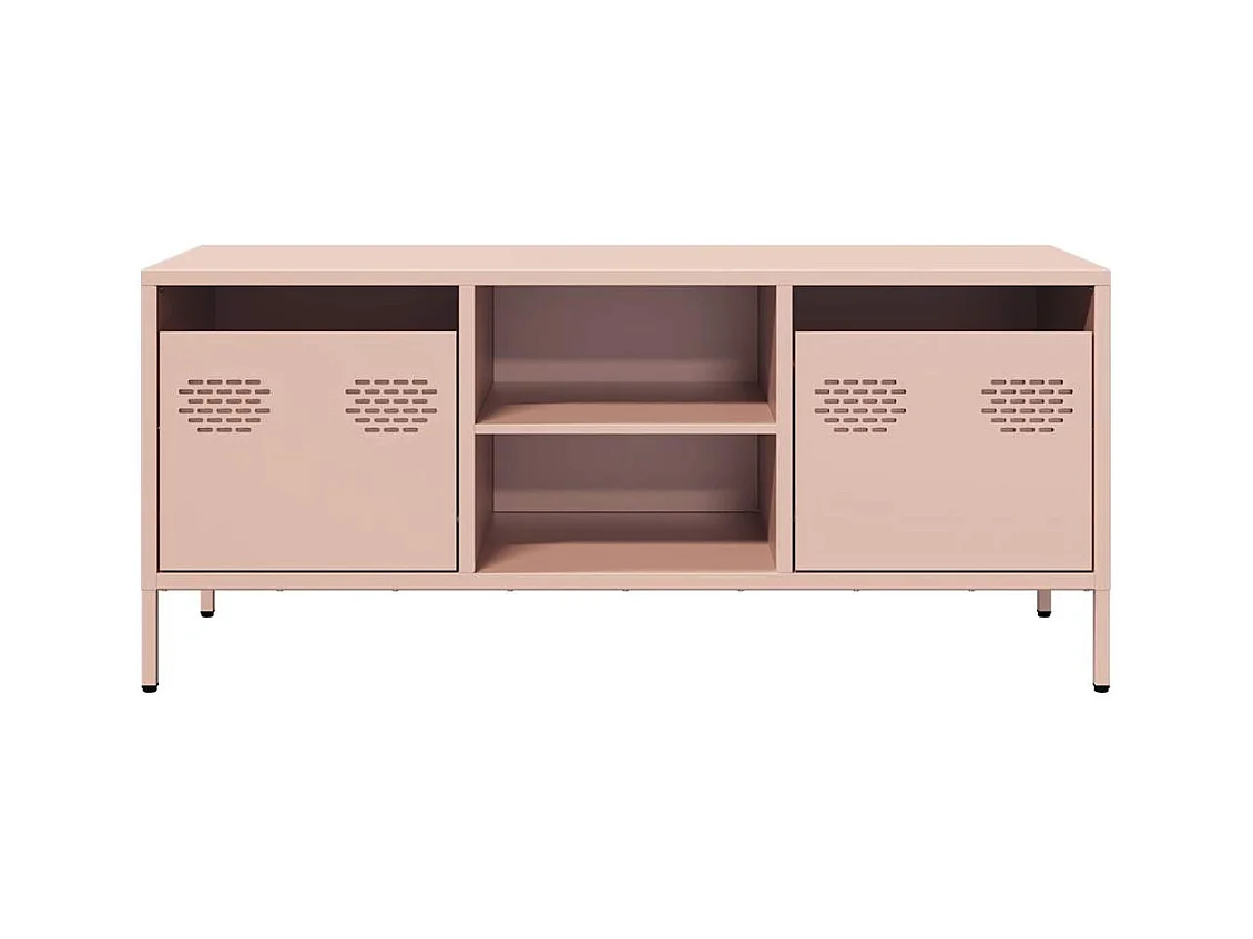 Meuble TV rose 101,5x39x43,5 cm acier laminé à froid