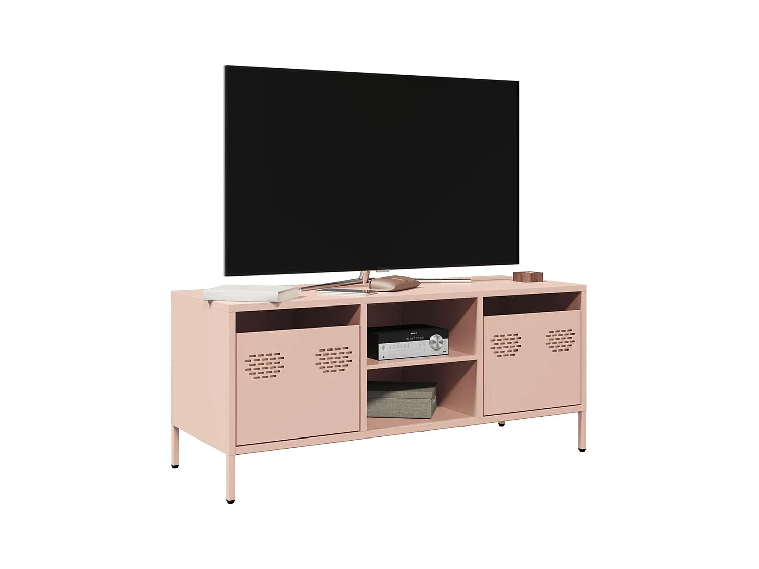 Mueble para TV acero laminado en frío rosa 101,5x39x43,5 cm