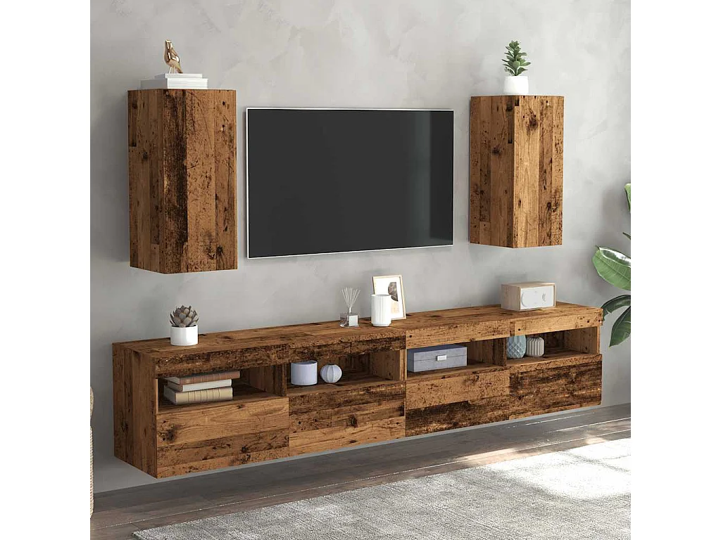 Meubles TV 2 pièces vieux bois 30,5x30x60 cm bois d'ingénierie