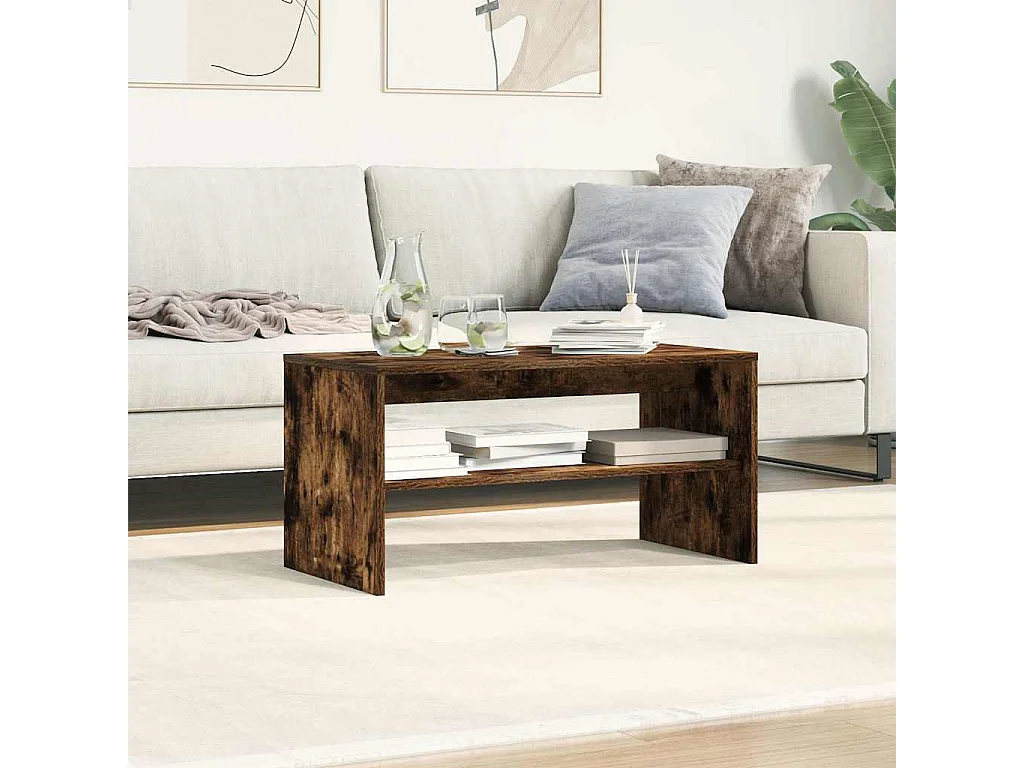 Meuble TV chêne fumé 80x40x40 cm bois d'ingénierie