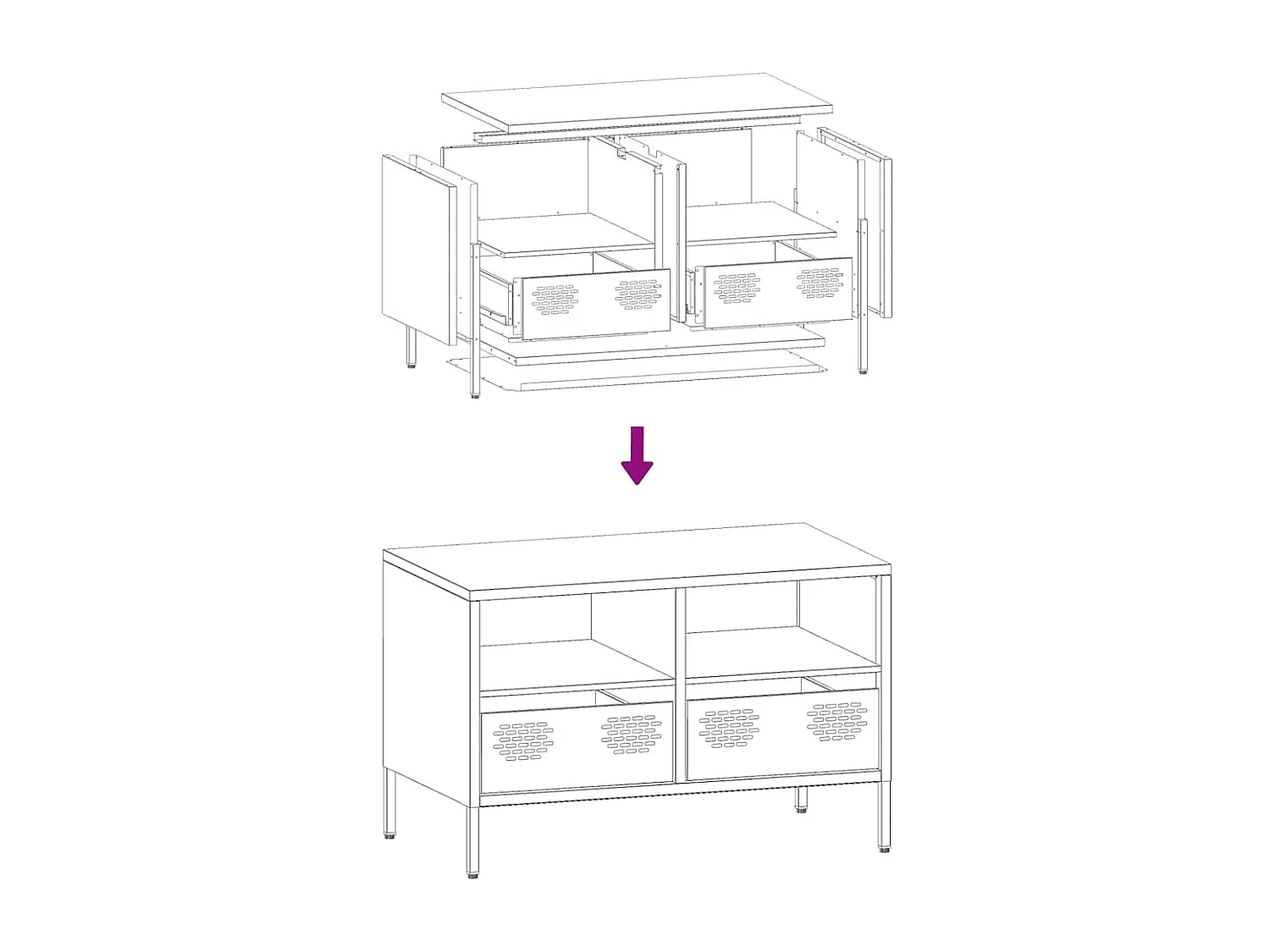Meuble TV rose 68x39x43,5 cm acier laminé à froid