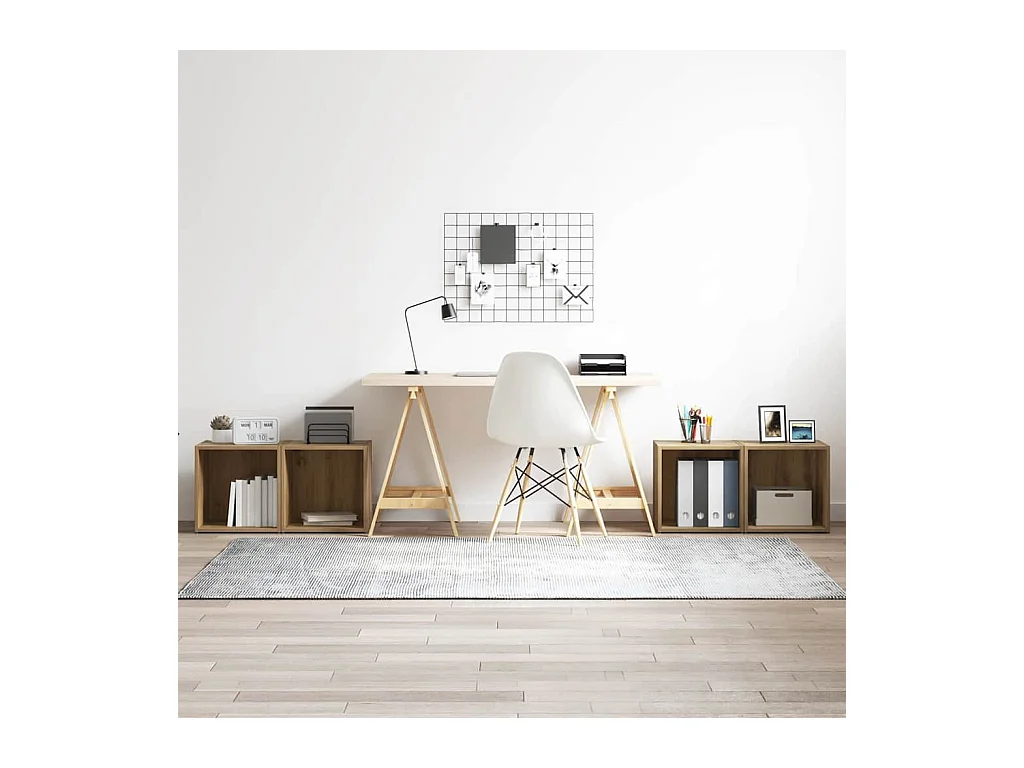 Meuble TV 4 pièces Marron 37 x 35 x 37 cm Bois d'ingénierie