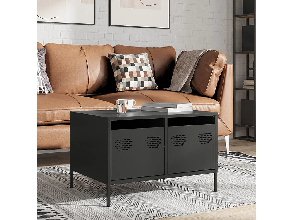 Meuble TV noir 68x50x43,5 cm acier laminé à froid